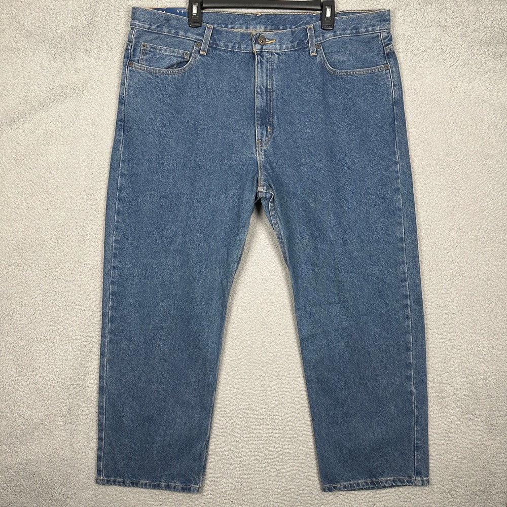 NEW Faded Glory Jeans Mens 42x30 Straight Blue Denim Casual 5-Pocket 100% Cotton